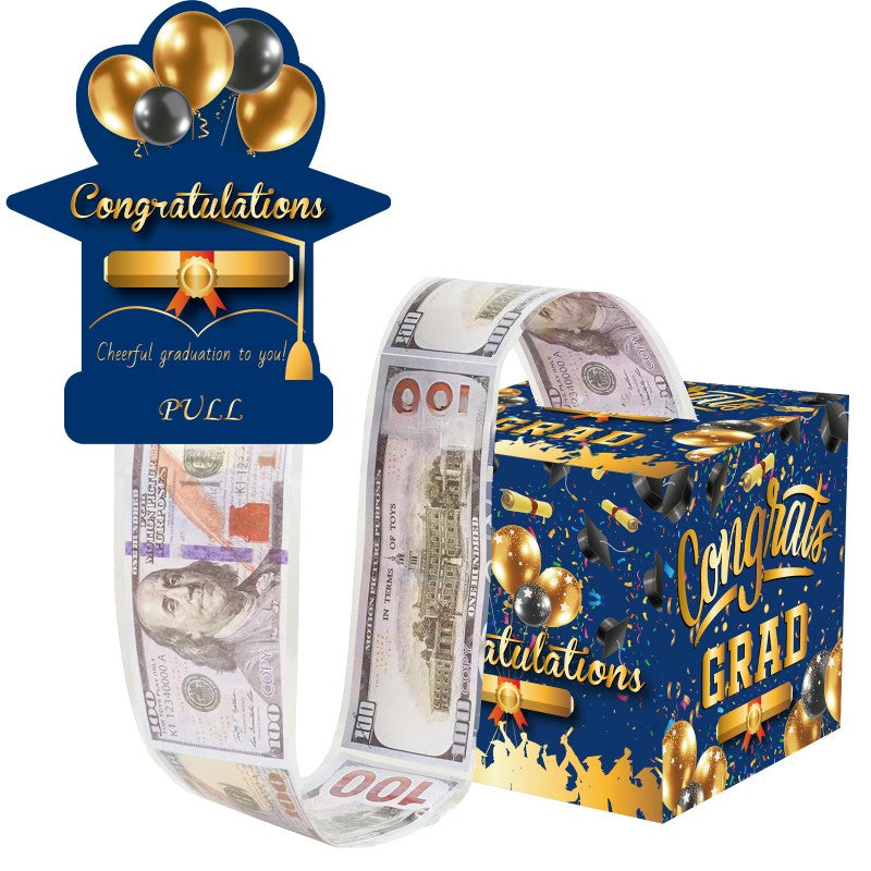 Graduation Money Pull Box | Surprise Gift Box Cash Dispenser | 2026 Party Decoration