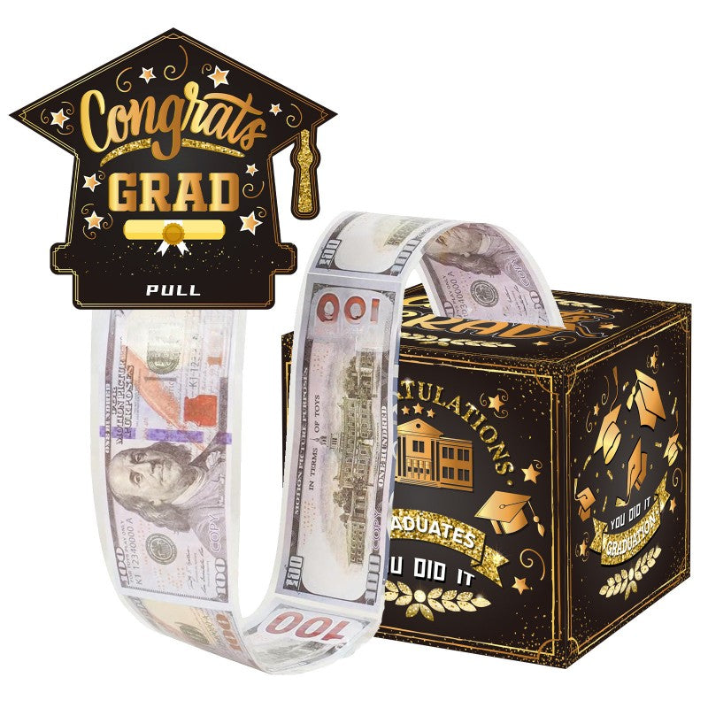 Graduation Money Pull Box | Surprise Gift Box Cash Dispenser | 2026 Party Decoration