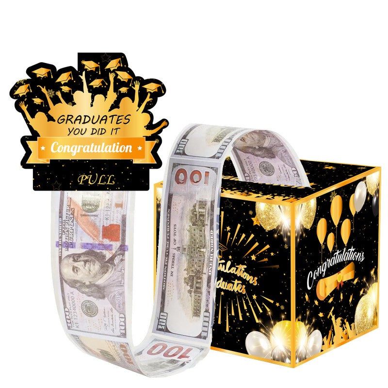 Graduation Money Pull Box | Surprise Gift Box Cash Dispenser | 2026 Party Decoration