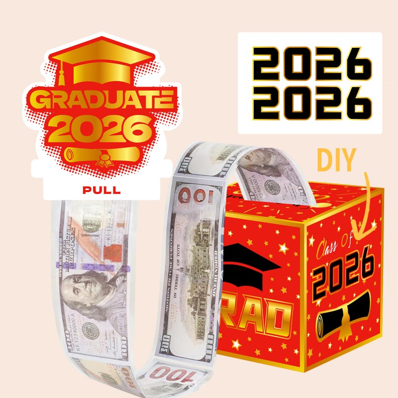 Graduation Money Pull Box | Surprise Gift Box Cash Dispenser | 2026 Party Decoration