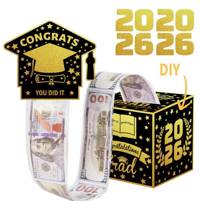 Graduation Money Pull Box | Surprise Gift Box Cash Dispenser | 2026 Party Decoration