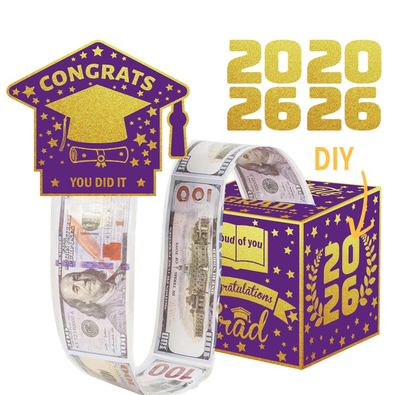 Graduation Money Pull Box | Surprise Gift Box Cash Dispenser | 2026 Party Decoration