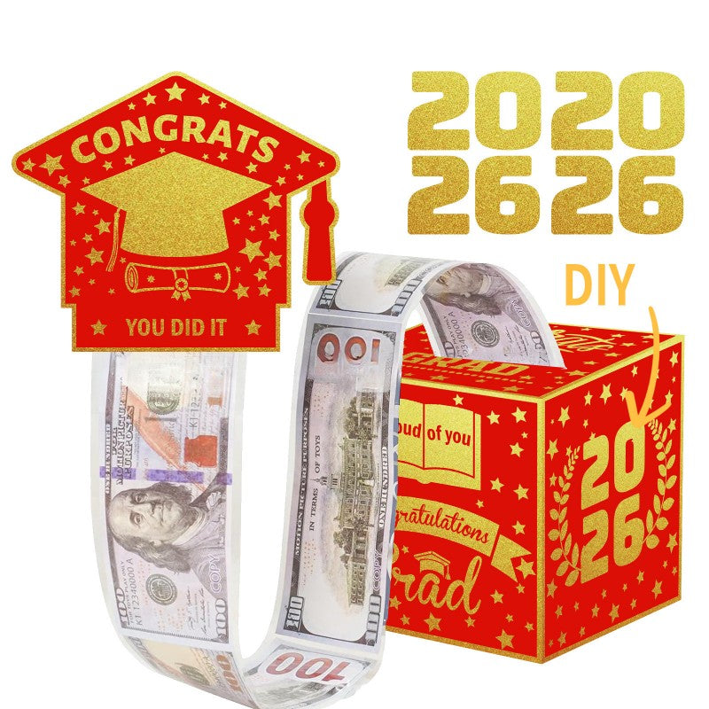Graduation Money Pull Box | Surprise Gift Box Cash Dispenser | 2026 Party Decoration