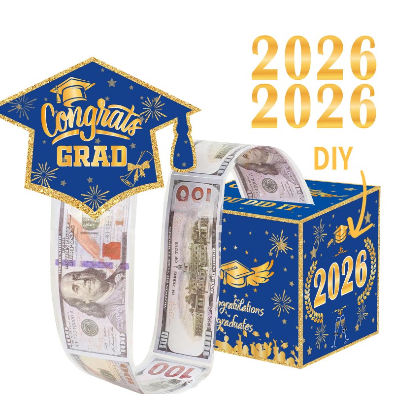 Graduation Money Pull Box | Surprise Gift Box Cash Dispenser | 2026 Party Decoration