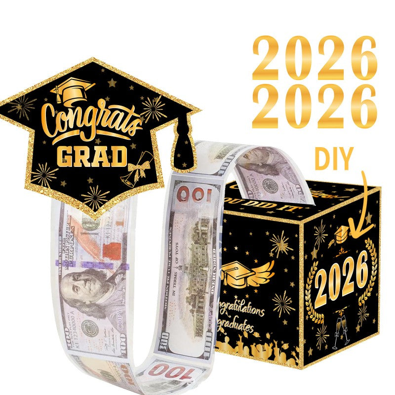 Graduation Money Pull Box | Surprise Gift Box Cash Dispenser | 2026 Party Decoration