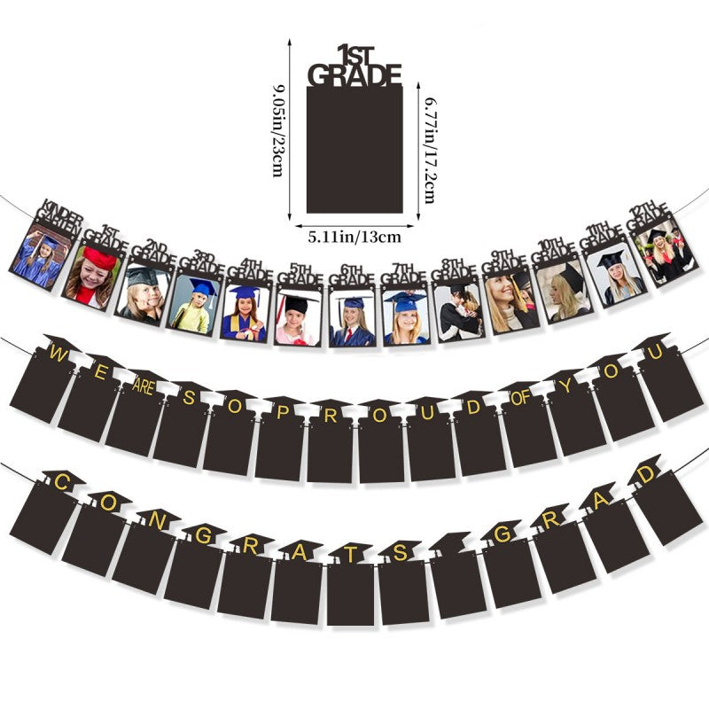 Graduation Photo Banner | Grades 1-12 & Class of 2026 | Hanging Cardboard Frame Garland