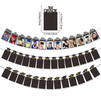 Graduation Photo Banner | Grades 1-12 & Class of 2026 | Hanging Cardboard Frame Garland