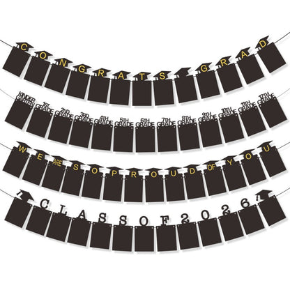 Graduation Photo Banner | Grades 1-12 & Class of 2026 | Hanging Cardboard Frame Garland