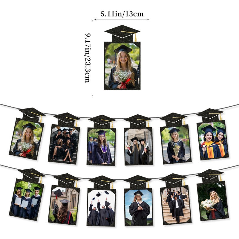 Graduation Photo Banner | Grades 1-12 & Class of 2026 | Hanging Cardboard Frame Garland