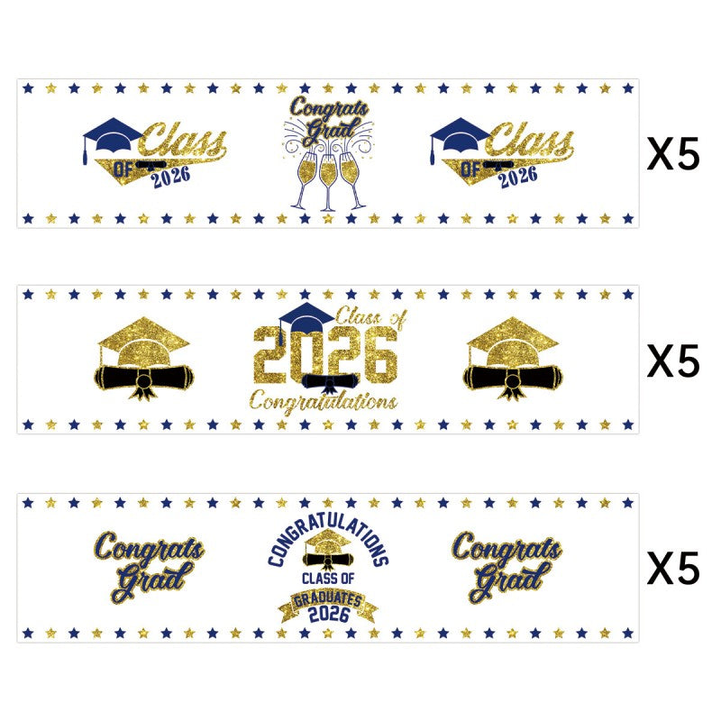 Graduation Water Bottle Stickers | PVC Vinyl Labels for Party Favors | 15pcs per Pack