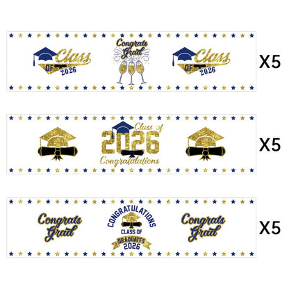 Graduation Water Bottle Stickers | PVC Vinyl Labels for Party Favors | 15pcs per Pack