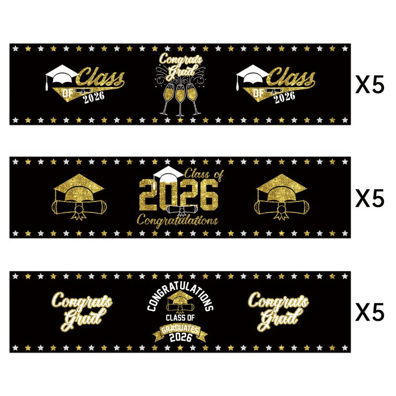 Graduation Water Bottle Stickers | PVC Vinyl Labels for Party Favors | 15pcs per Pack
