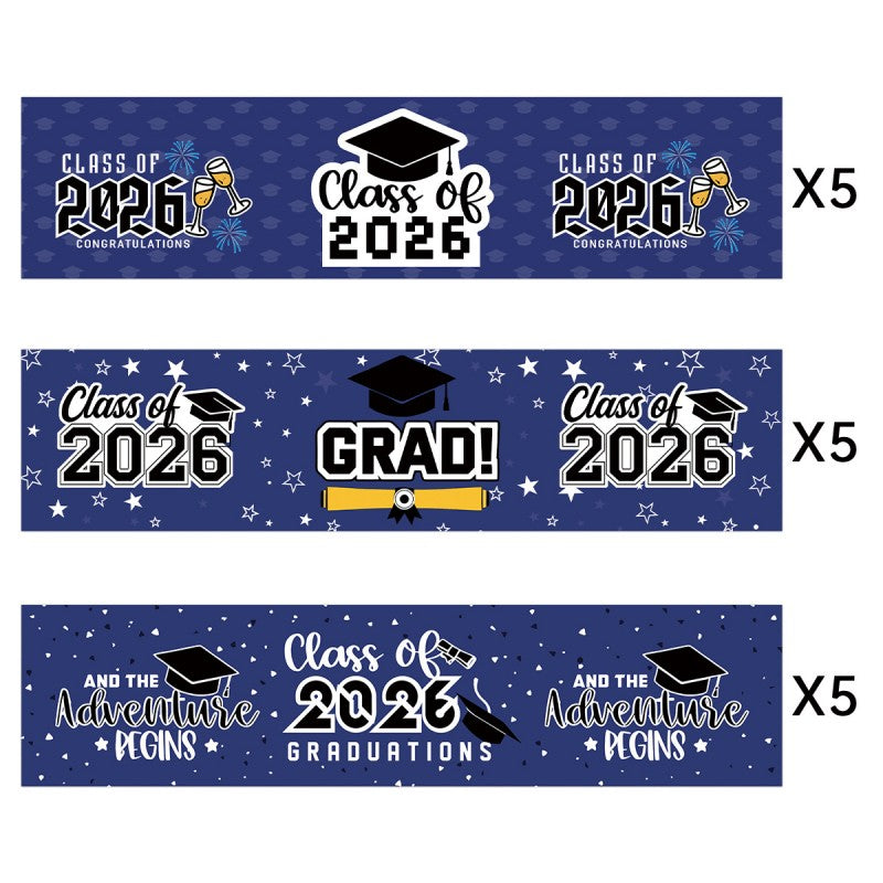 Graduation Water Bottle Stickers | PVC Vinyl Labels for Party Favors | 15pcs per Pack