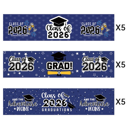 Graduation Water Bottle Stickers | PVC Vinyl Labels for Party Favors | 15pcs per Pack