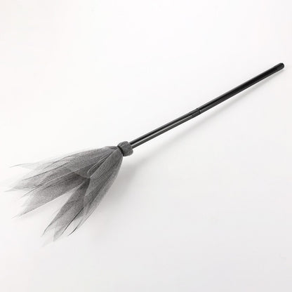 Witch Broomstick Prop | Detachable Hard Mesh Broom for Halloween Cosplay | 80cm