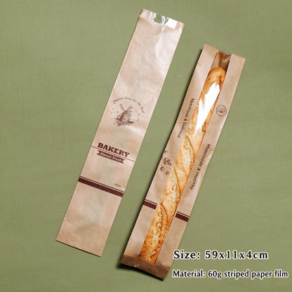 Kraft baguette bag 59x11x4cm long sleeve featuring vintage windmill print and window