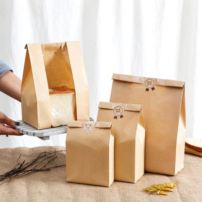 Kraft bread bag tiered group arrangement comparing loaf capacities from small to extra-large