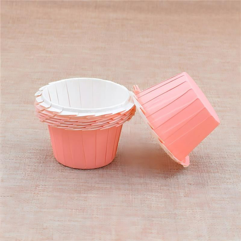 Wholesale greaseproof tulip cupcake baking liners - Scalloped rim pink 50-pack