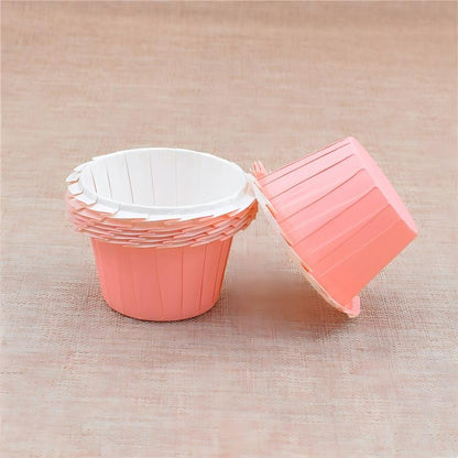 Wholesale greaseproof tulip cupcake baking liners - Scalloped rim pink 50-pack