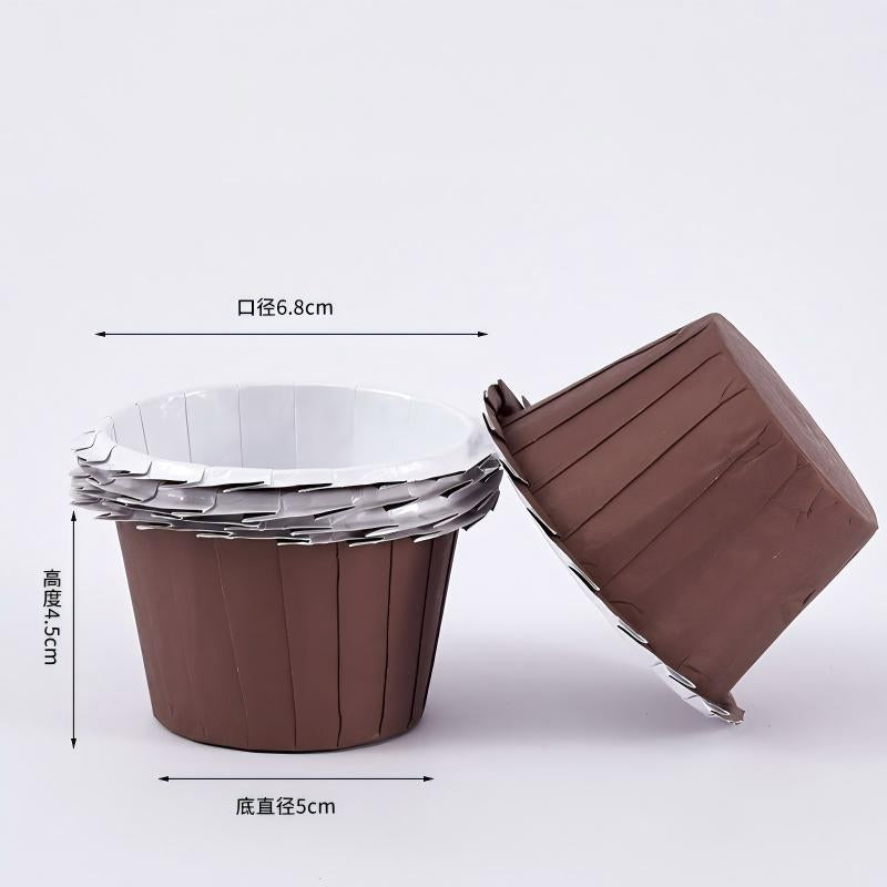 Wholesale greaseproof tulip cupcake baking liners - Scalloped rim brown 50-pack