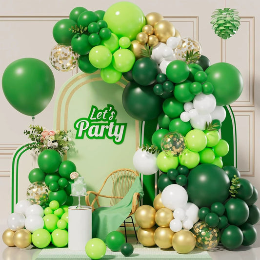 Jungle Forest Vintage Green Balloon Garland Kit – 100+ Pcs Safari Theme Party Decor, Birthday Arch Set with Natural Tone Balloons