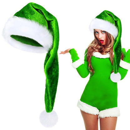 Extra Long Plush Santa Hat – Fluffy Christmas Cap for Holiday Decor, Costume Party & Gift Giving