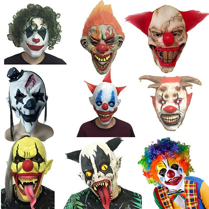 Funny Clown Face Mask with Crazy Hair Wig – Halloween Joker Costume Set for Masquerade Ball, Stage Show & Prank Party