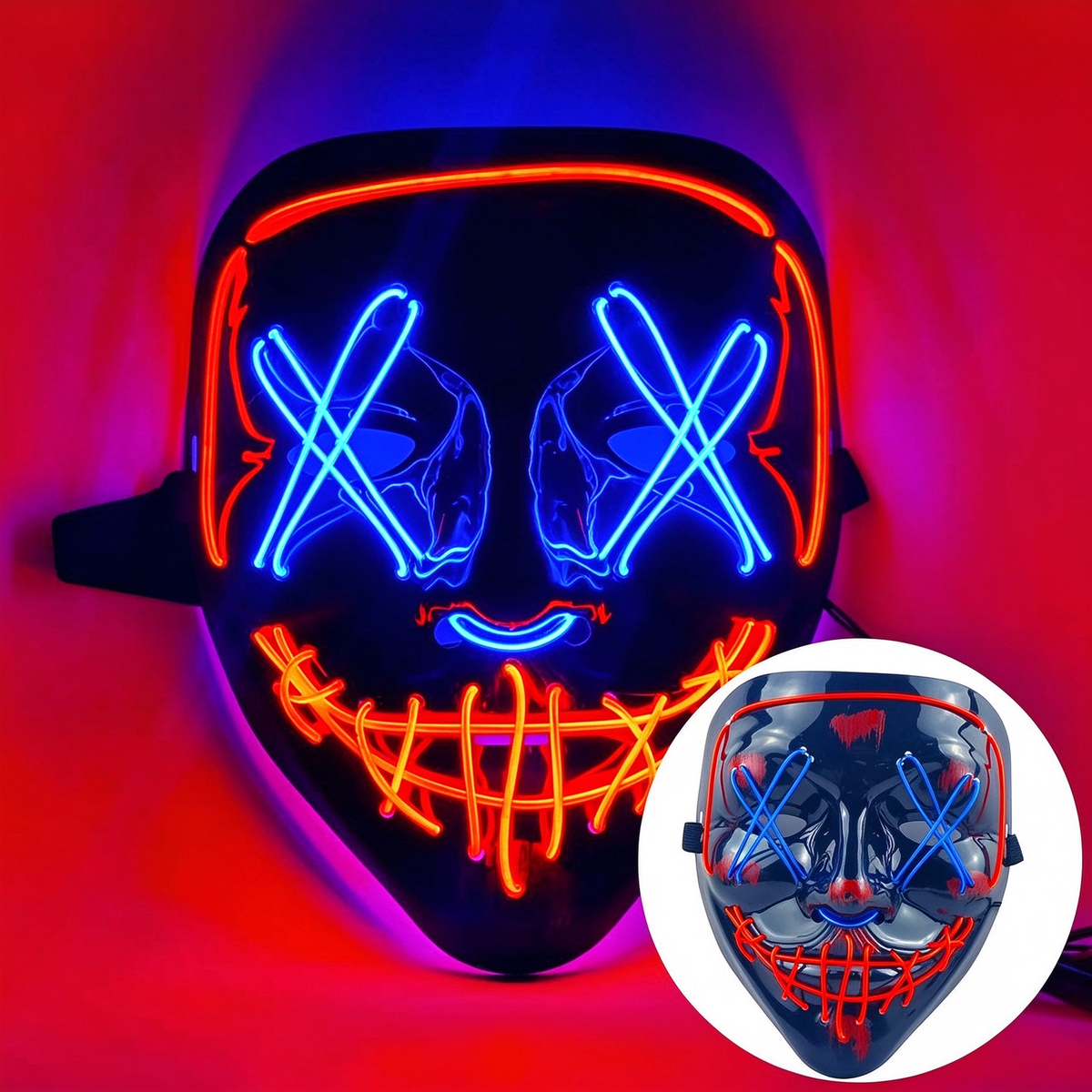 LED purge mask outer red frame and inner blue eyes