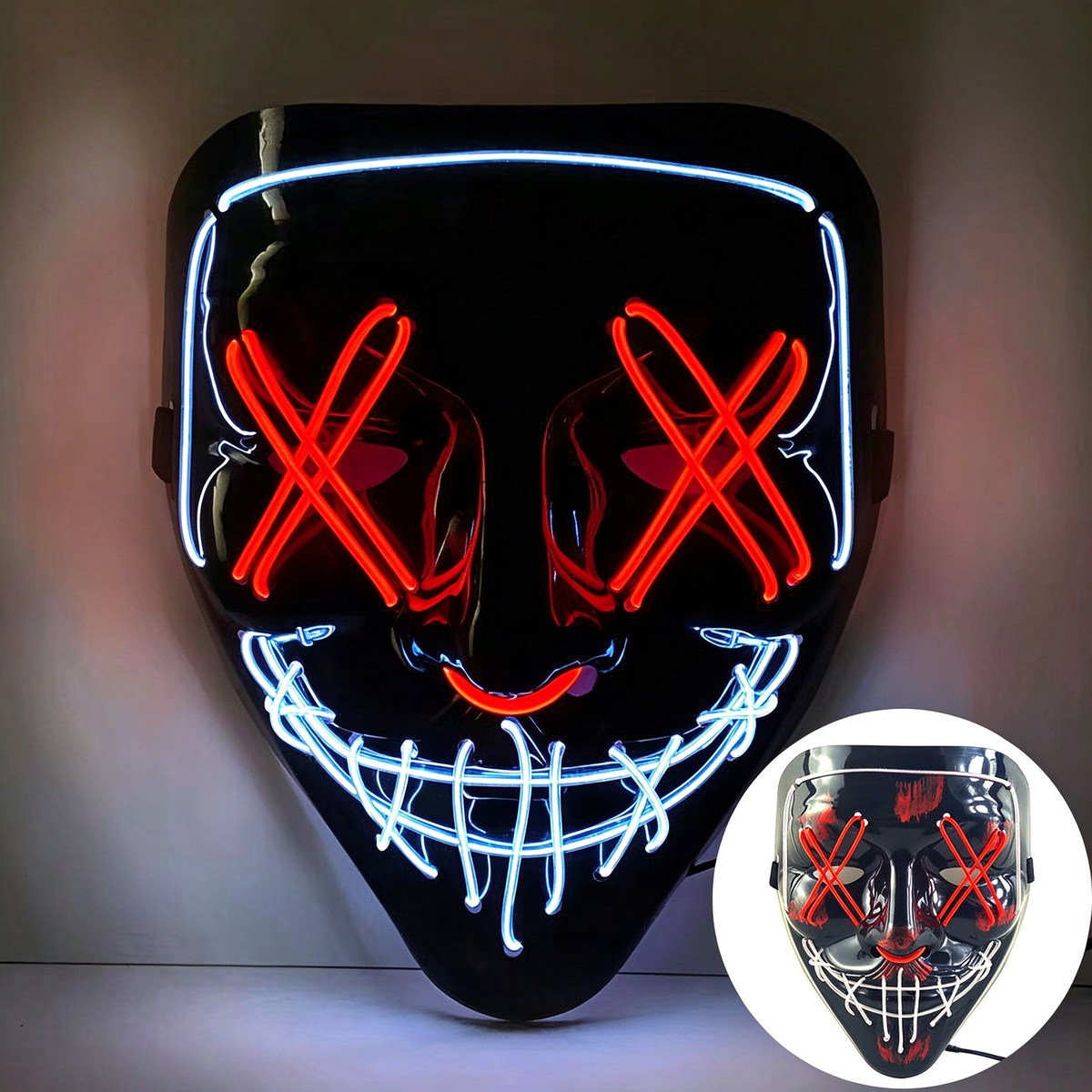 LED purge mask outer white frame and inner red stitches