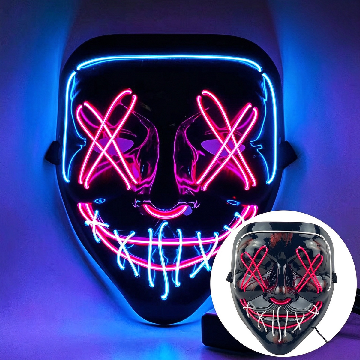 LED purge mask dual tone ice blue and pink glow