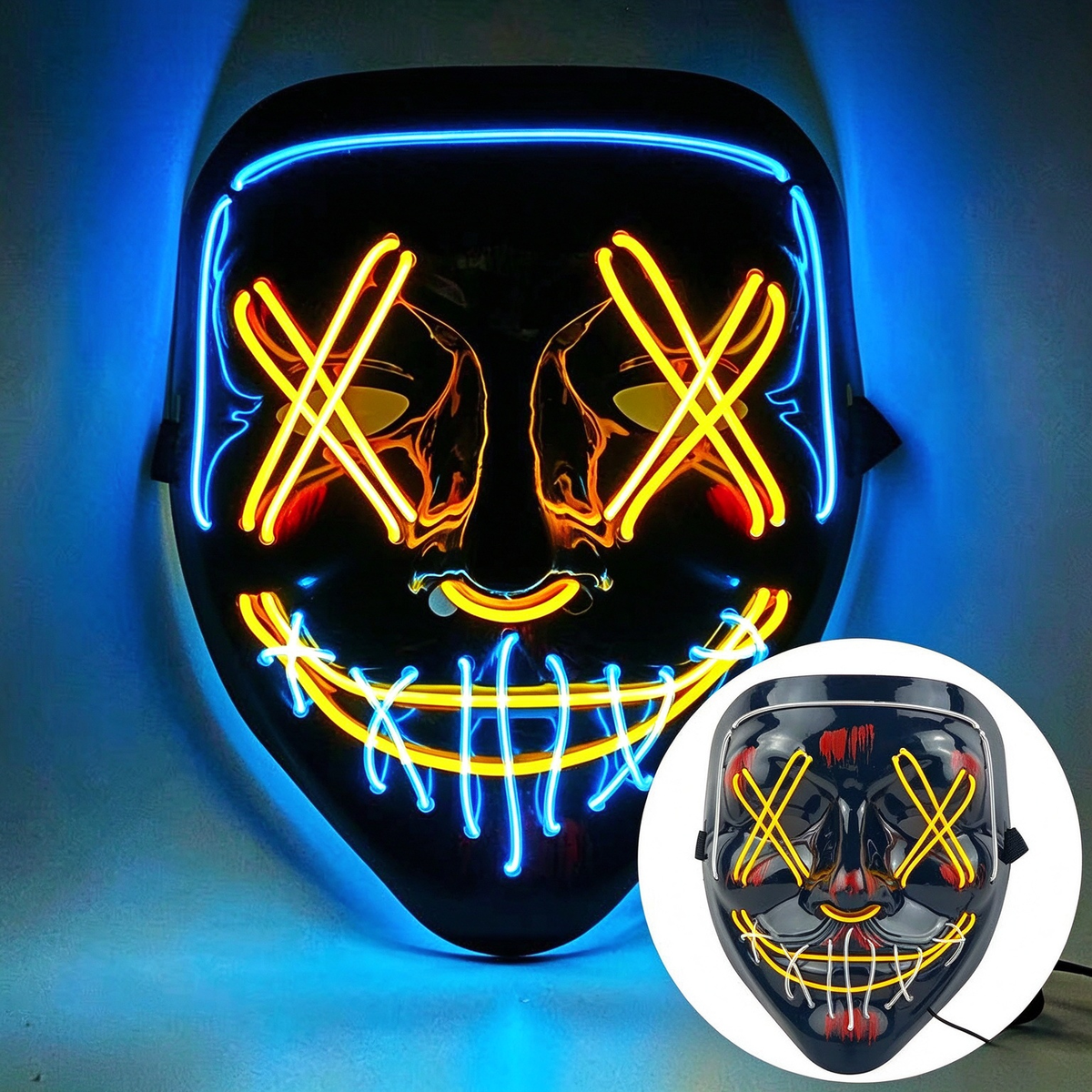 LED purge mask dual tone ice blue and yellow glow