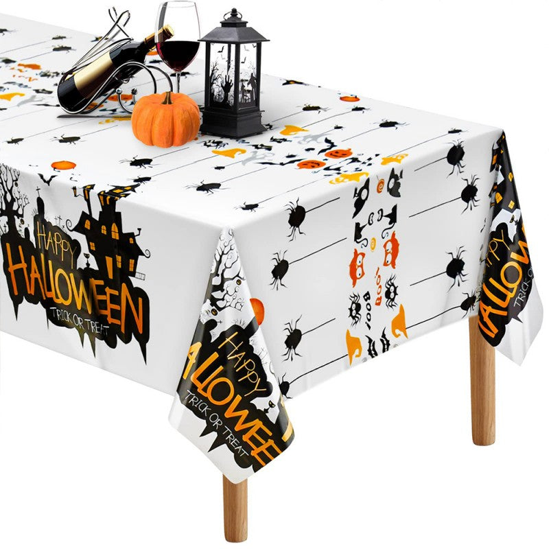 Custom Halloween Plastic Tablecloth – Waterproof & Oil-Proof Disposable Table Cover for Party