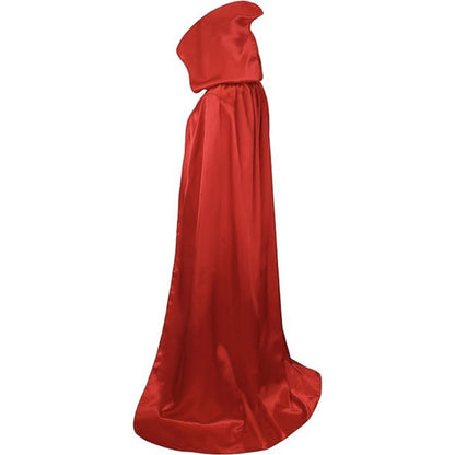 Adult & Child Black Cosplay Cape – Satin Medieval Wizard Cloak, Grim Reaper Costume for Halloween Party & Stage Performance