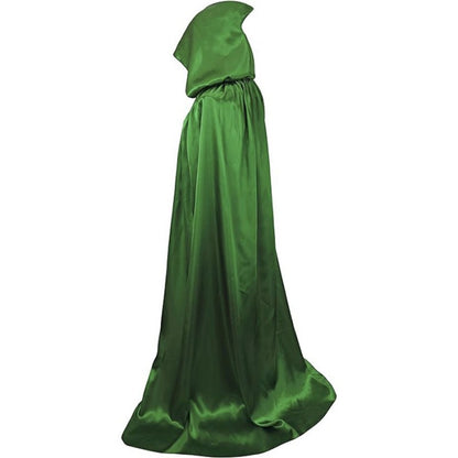 Adult & Child Black Cosplay Cape – Satin Medieval Wizard Cloak, Grim Reaper Costume for Halloween Party & Stage Performance