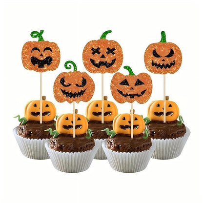 Halloween Cupcake Toppers – Vampire, Devil, Raven & Bat Picks for Birthday Cake Decor, Spooky Party Supplies, Favor Picks (6pcs/pack – Silver Blade/Pumpkin/Crow/Mixed 1/Mixed 2)