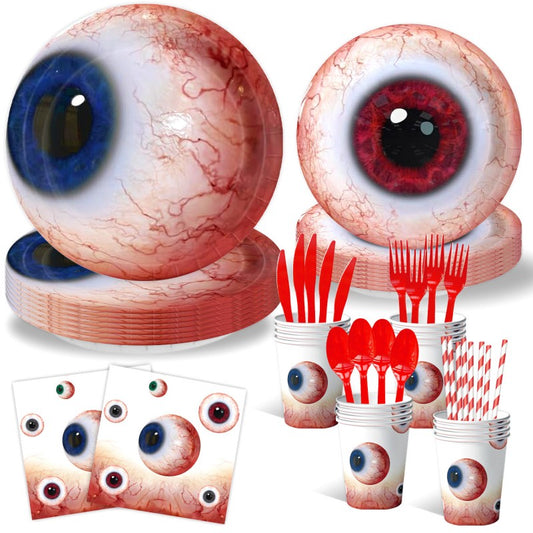 Big Eye Themed Party Decoration Set | Birthday & Halloween Supplies | Tableware & Garland Kit