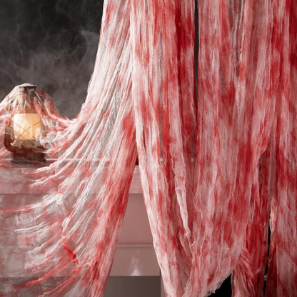 Halloween Gauze Fabric – Creepy Cheesecloth for Haunted House & Bar Decoration | 76x183cm (Black/White/Bloodstain/Red/Gray/Purple/Orange/Dark Green)