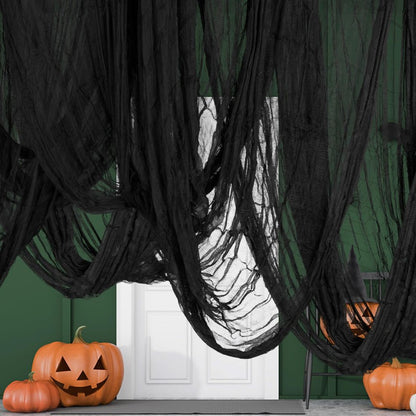 Halloween Gauze Fabric – Creepy Cheesecloth for Haunted House & Bar Decoration | 76x183cm (Black/White/Bloodstain/Red/Gray/Purple/Orange/Dark Green)