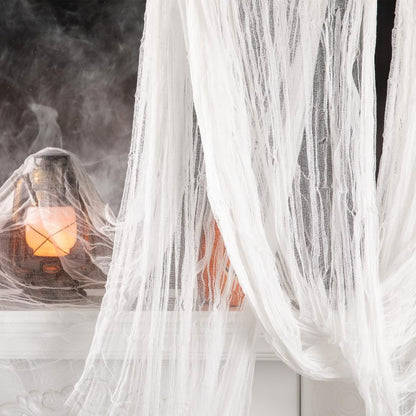 Halloween Gauze Fabric – Creepy Cheesecloth for Haunted House & Bar Decoration | 76x183cm (Black/White/Bloodstain/Red/Gray/Purple/Orange/Dark Green)