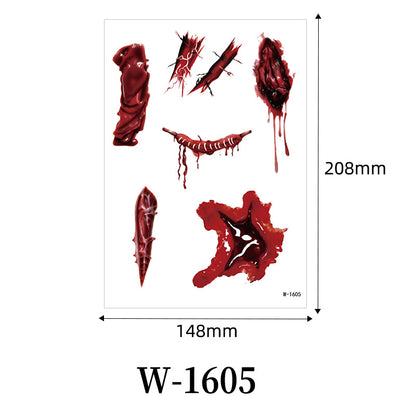 Halloween Scar Tattoo Stickers – Waterproof Bloody Wound & Knife Cut Fake Scars for Party Makeup, Face & Body Art