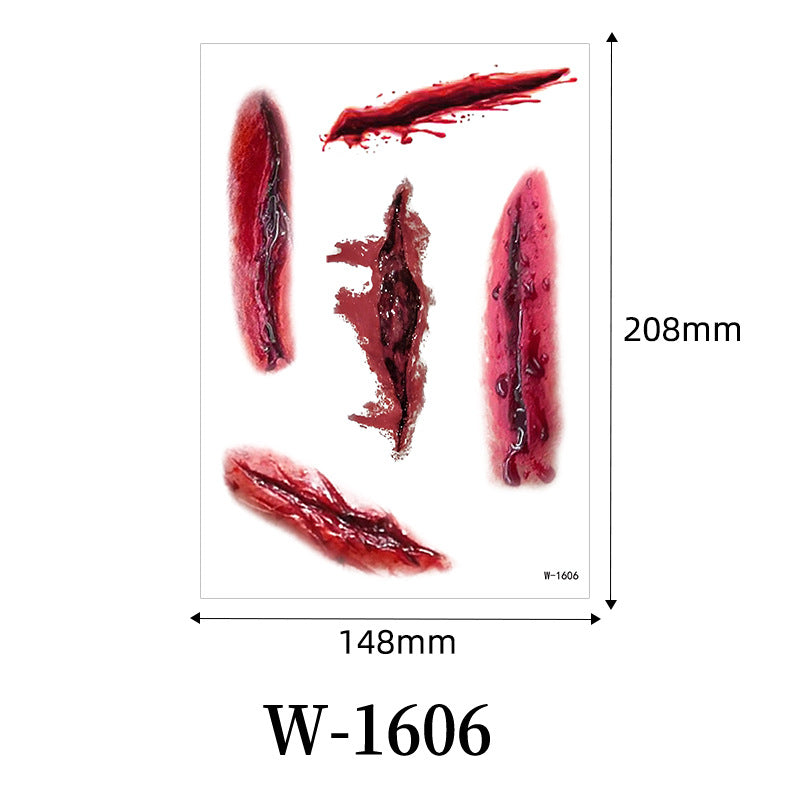 Halloween Scar Tattoo Stickers – Waterproof Bloody Wound & Knife Cut Fake Scars for Party Makeup, Face & Body Art