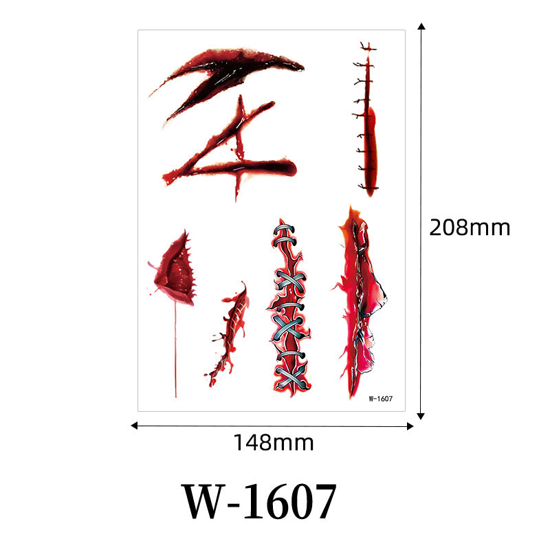 Halloween Scar Tattoo Stickers – Waterproof Bloody Wound & Knife Cut Fake Scars for Party Makeup, Face & Body Art