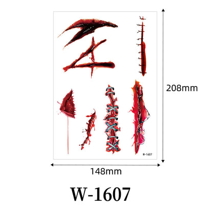 Halloween Scar Tattoo Stickers – Waterproof Bloody Wound & Knife Cut Fake Scars for Party Makeup, Face & Body Art