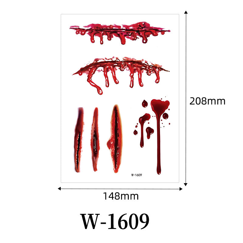 Halloween Scar Tattoo Stickers – Waterproof Bloody Wound & Knife Cut Fake Scars for Party Makeup, Face & Body Art