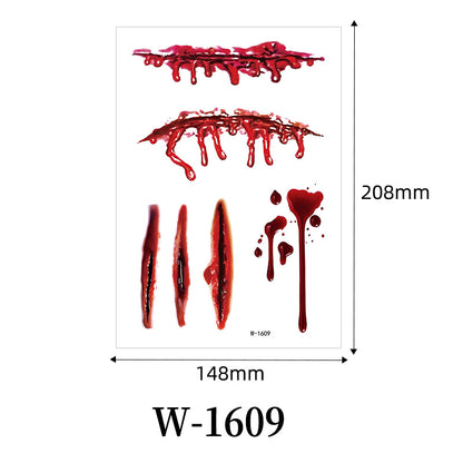 Halloween Scar Tattoo Stickers – Waterproof Bloody Wound & Knife Cut Fake Scars for Party Makeup, Face & Body Art