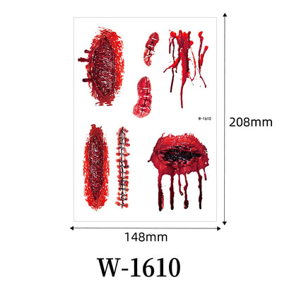 Halloween Scar Tattoo Stickers – Waterproof Bloody Wound & Knife Cut Fake Scars for Party Makeup, Face & Body Art