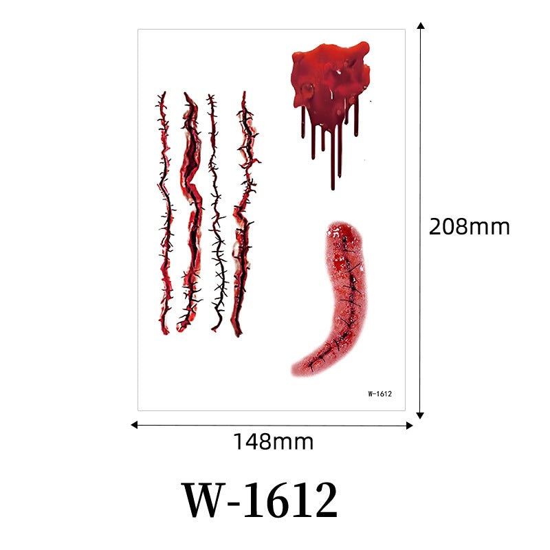 Halloween Scar Tattoo Stickers – Waterproof Bloody Wound & Knife Cut Fake Scars for Party Makeup, Face & Body Art