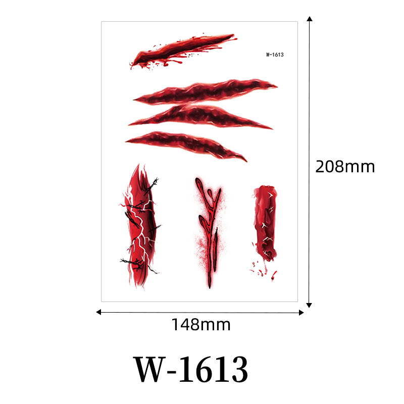 Halloween Scar Tattoo Stickers – Waterproof Bloody Wound & Knife Cut Fake Scars for Party Makeup, Face & Body Art