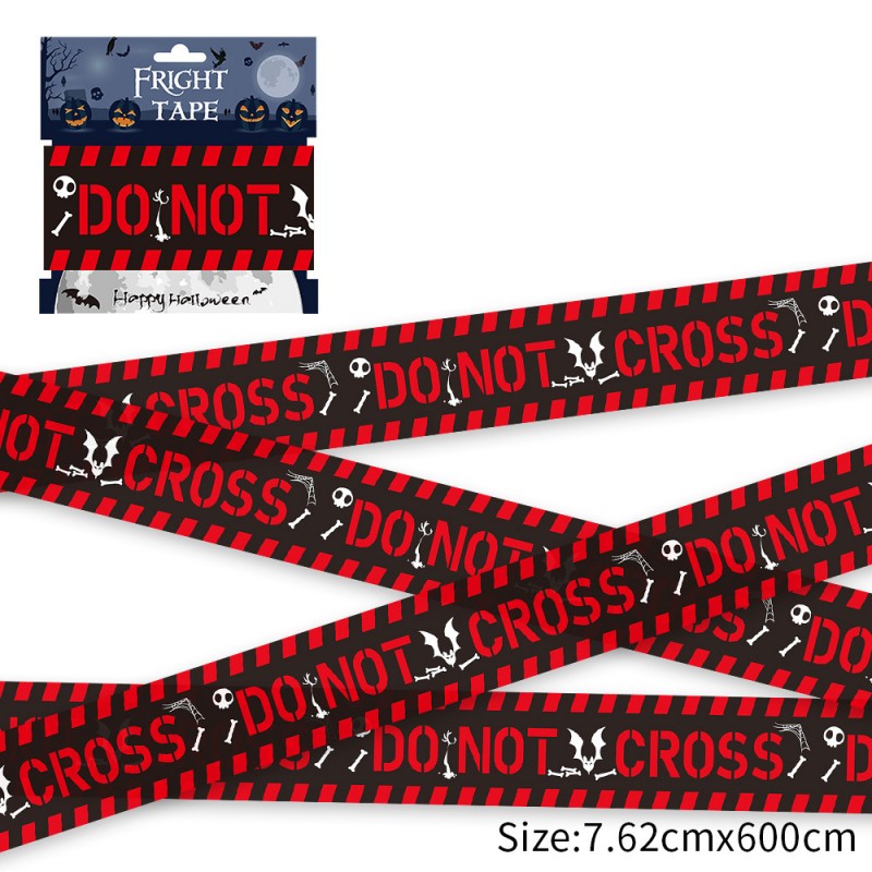 Halloween Caution Barrier Tape – Crime Scene Do Not Cross Ribbon for Bar, Haunted House & Spooky Party Decoration