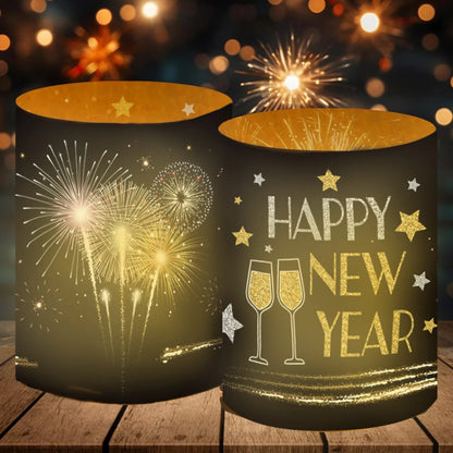 New Year Table Decoration Lantern Shades, Festival Atmosphere Lamp Shades, 12 Pack for Tea Lights, Happy New Year 2027 Party Set